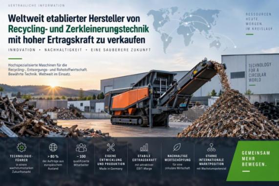 Weltweit etablierter Hersteller von Recycling- und Zerkleinerungstechnik mit hoher Ertragskraft zu verkaufen – Bild 1